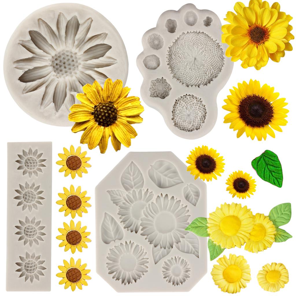 Lot De 4 Moules Silicone Fleur 3D – Pour Fondant, Chocolat, Savon, Résine, Pâtisserie DIY