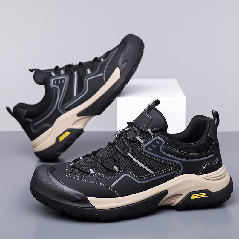 Fashion Breathable Flats Comfortable Walking Shoes Lightweight Men Athletic Fashion Sneakers Men's Mesh Fabric Lace-Up Casual Shoes