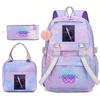Huntrix Demon Hunters School Bag Meal Bag Pencil Bag Three-Piece Set Large Capacity Backpack Girls Elementary School Backpack