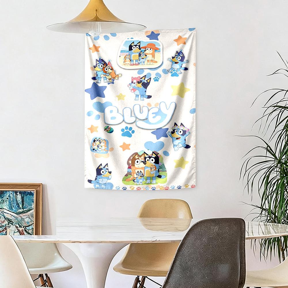Bluey Wall Decor Tapestry Art For Pet Memorial Birthdaywedding Party Backdrop Family Gift