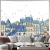 Paris Cityscape Blue Roof Buildings Birds Sky Wall Tapestry Machine Washable All Season Print European Style Urban Design Home
