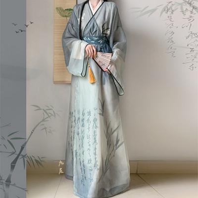 Costumes Hanfu de Style dynastie chinoise Wei et Jin pour femmes, col de remise, costumes quotidiens de printemps et d'été