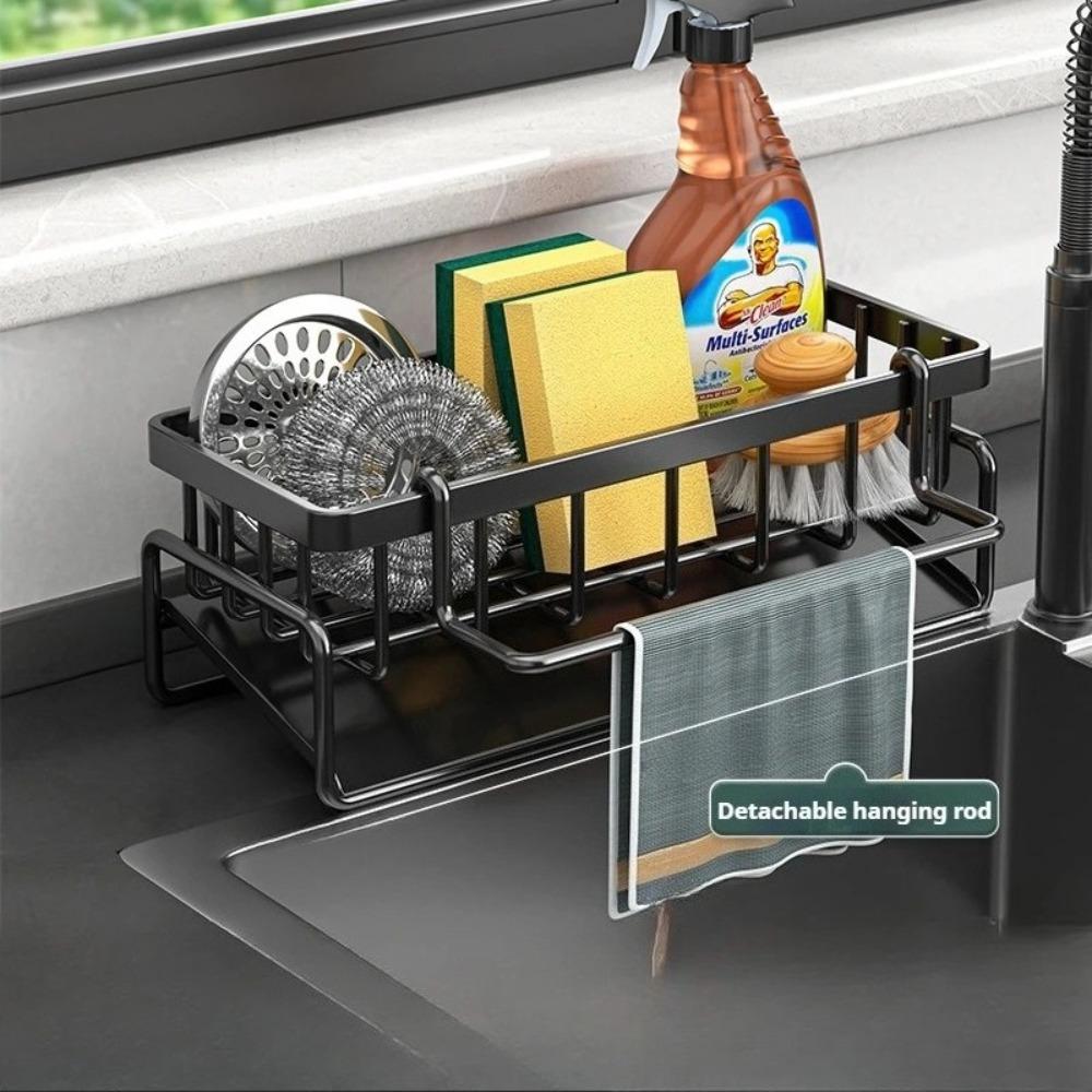 

Корзина для кухонной раковины Универсальная полка для раковины Хранение кухонной раковины с поддоном для стекания Подставка для размещения мочалок Кухонные инструменты