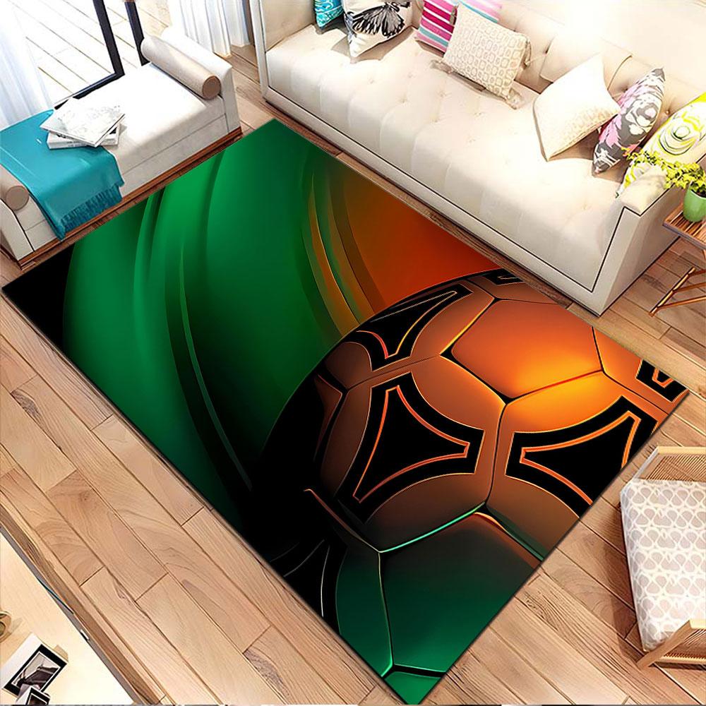 Glowing Soccer Ball with Gradient Colors Patterned carpet, non slip mat suitable for living room and bedroom sofas