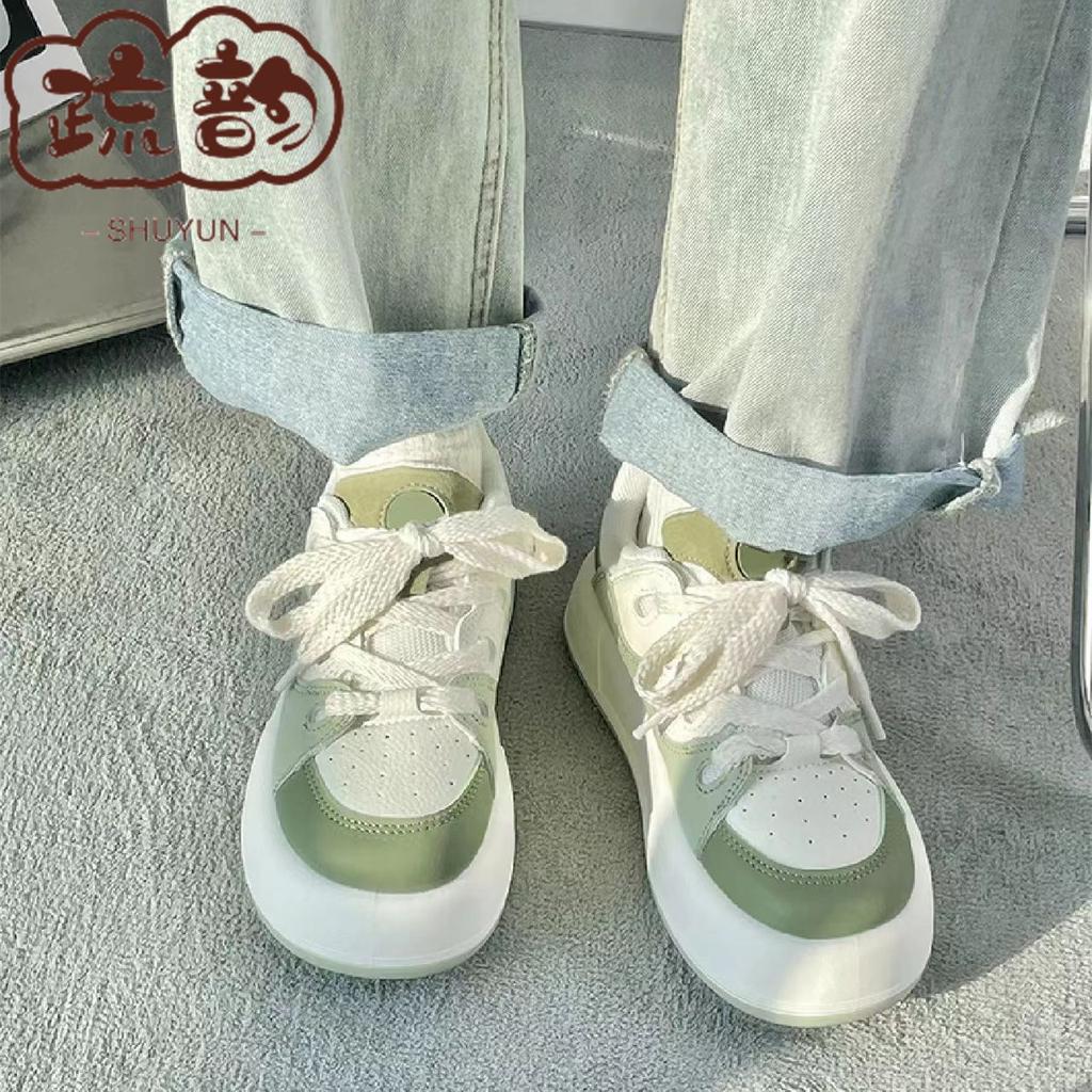 Popular Matcha Green Big Head Shoes Women's 2025 New Versatile Casual Shoes Niche Original Women's Shoes Student Little White Shoes