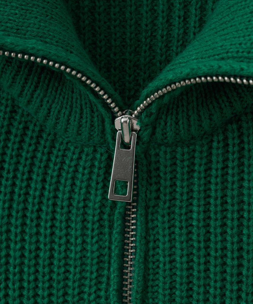 BLOND9 Half Zip Rib Knit Top_Green