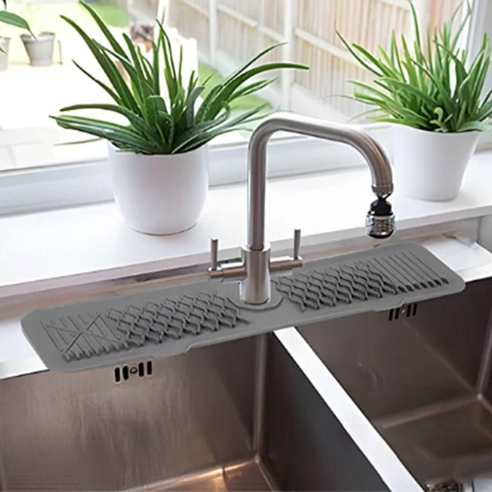 Silicone Kitchen Sink Splash Pad Slope Design Sink Protectors Mat Faucet Splash Guard  Bathroom
