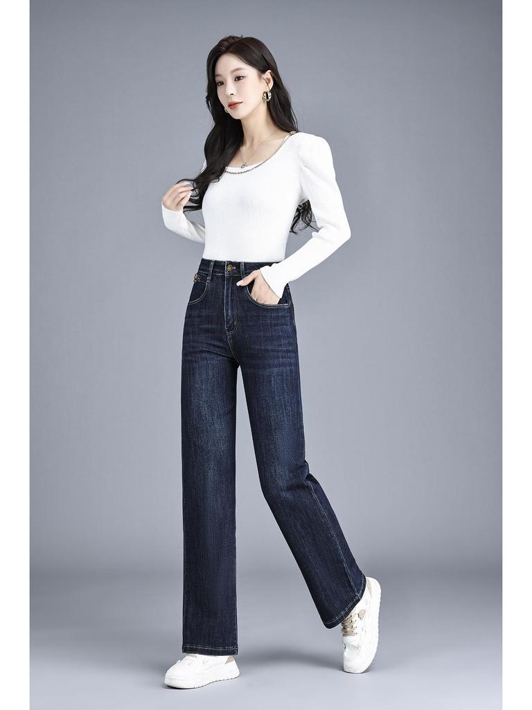 Autumn/Winter 2025 High-Waisted Plus Size Elastic Pants: Narrow, Wide, and Straight-Leg Styles for Women.