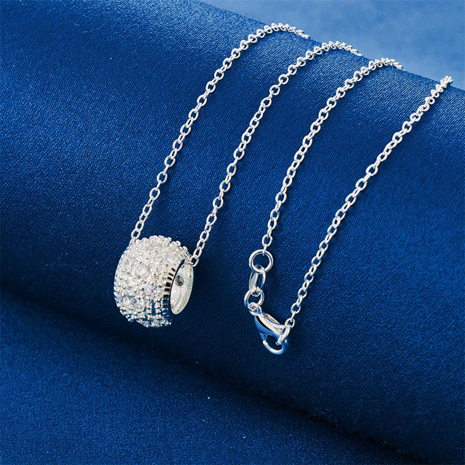 925 sterling silver 16-30 inch exquisite round pendant necklace for women's fashion wedding accessories, jewelry gifts