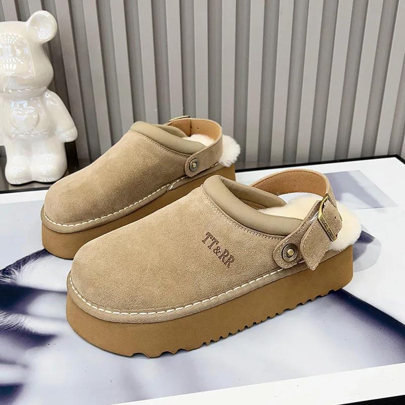 

Модные новые роскошные зимние женские мюли тапочки плюшевые модные ретро-туфли бобы хлопковые женские тапочки на толстой подошве женские сапоги на платформе 40 абрикосовый