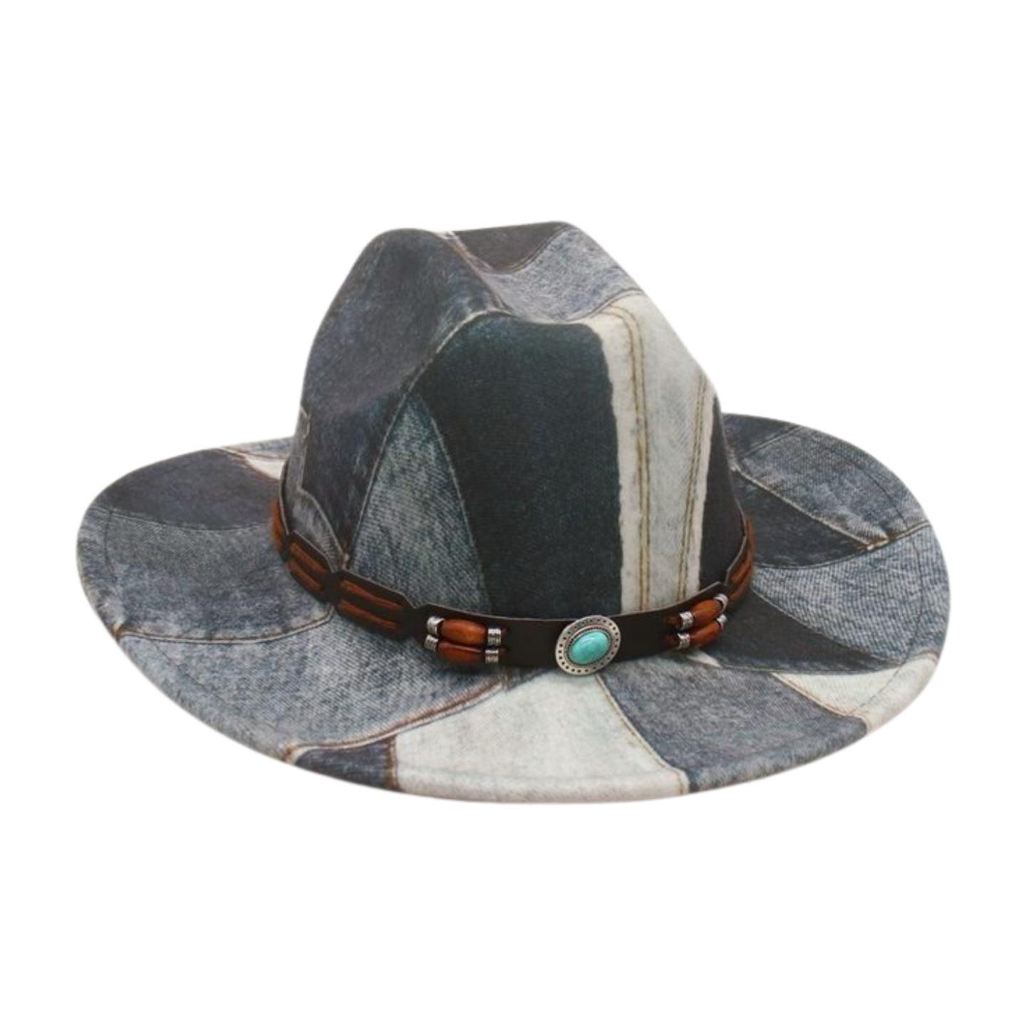 

Ethnic Style Fashion Street Shot Design Sense Simple Western Travel Vacation Felt Hat Jazz Hat Retro Denim Top Hat [one word top] one size fits all