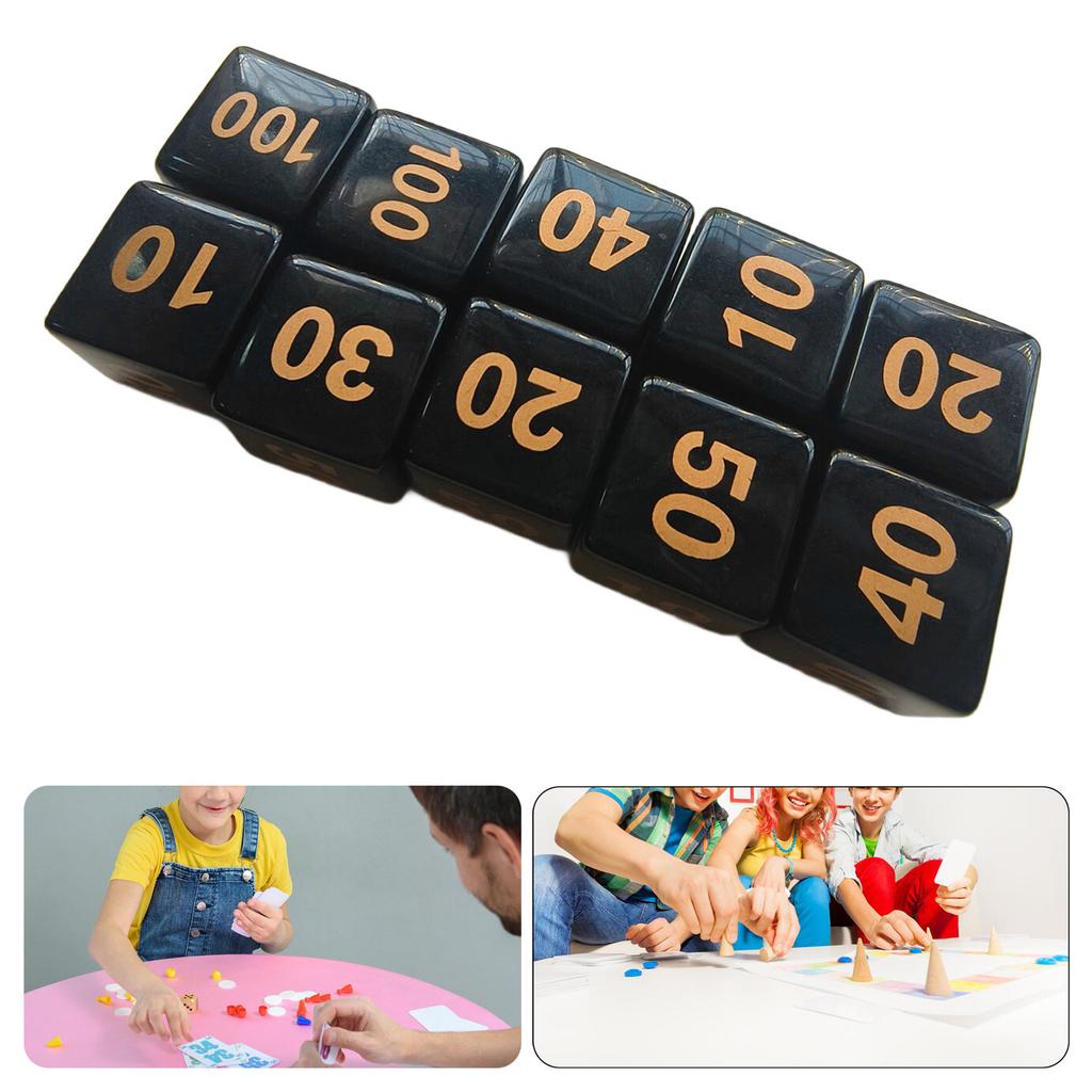 10Pcs Acrylic Mult Sided Dices Role Playing Table Game Dices Six Sided Dices Round Corner Dices Mahjong Accessories