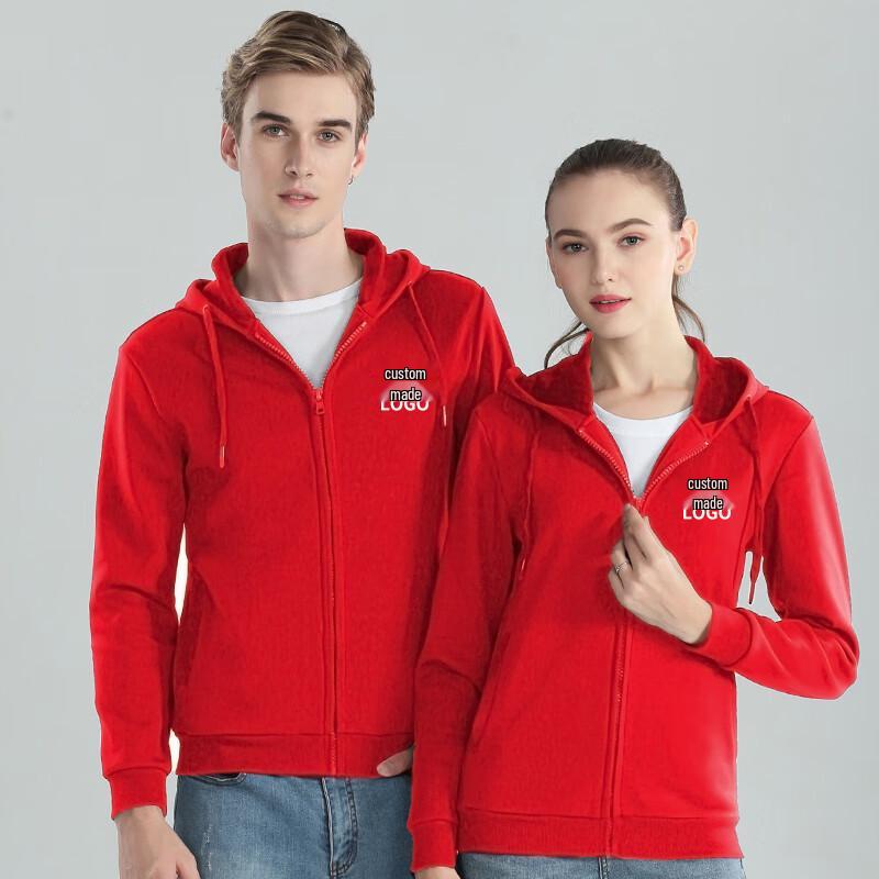 Romon Unisex Fleece-Lined Zipper Hooded Sweatshirt