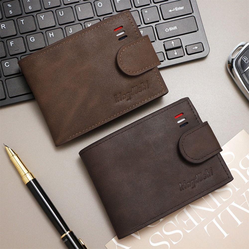 Vintage PU Leather Short Wallet with Zipper Multiple Card Slots Card Holder Coin Purse Men