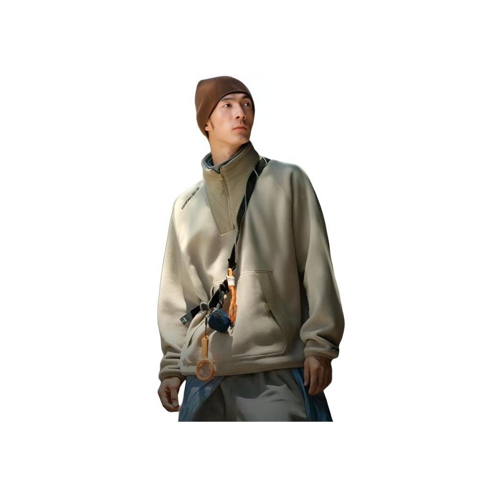 Li Ning Outdoor CF Fleece Warm Locker Pullover Letter Raglan Langarm Stehkragen Fleecejacke Herren Jacken AWDVE29-1