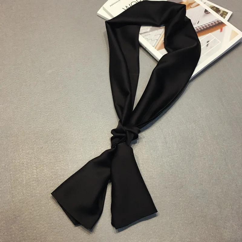 Fashion Neckerchief Women Headband Hair Scarf Silk Satin Bag Scarves Female 145*15cm Long Wraps Black Red Pink Scarfs For Ladies