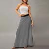 Women's Casual Leisure Foldable Striped Plaid Print High Waist With Pocket Draped  Relaxed Long Maxi Skirt