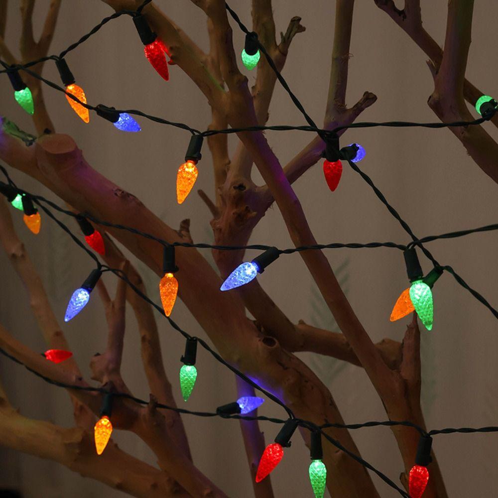 50 LED Solar Christmas Lights 5m Length 8 Modes Fairy Lights Waterproof Multi-Color Strawberry Lights Outdoor Decoration