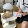 Trendy Flower Patterned Cotton Makeup Bag Stationery Pouch Large Capacity Brush Storage Pen Case
