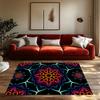 Unique Mandala Area Rug Bohemian Floor Mat Home Decor Living Room Bedroom Carpet Non Slip Washable Abstract Pattern Artistic Des