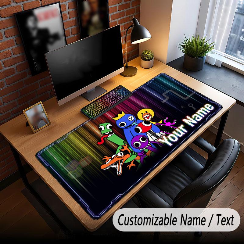 Custom Name Text Big Mouse Pad,Rainbow Friends Soft Non Slip Extended Desk Mat For Home Office
