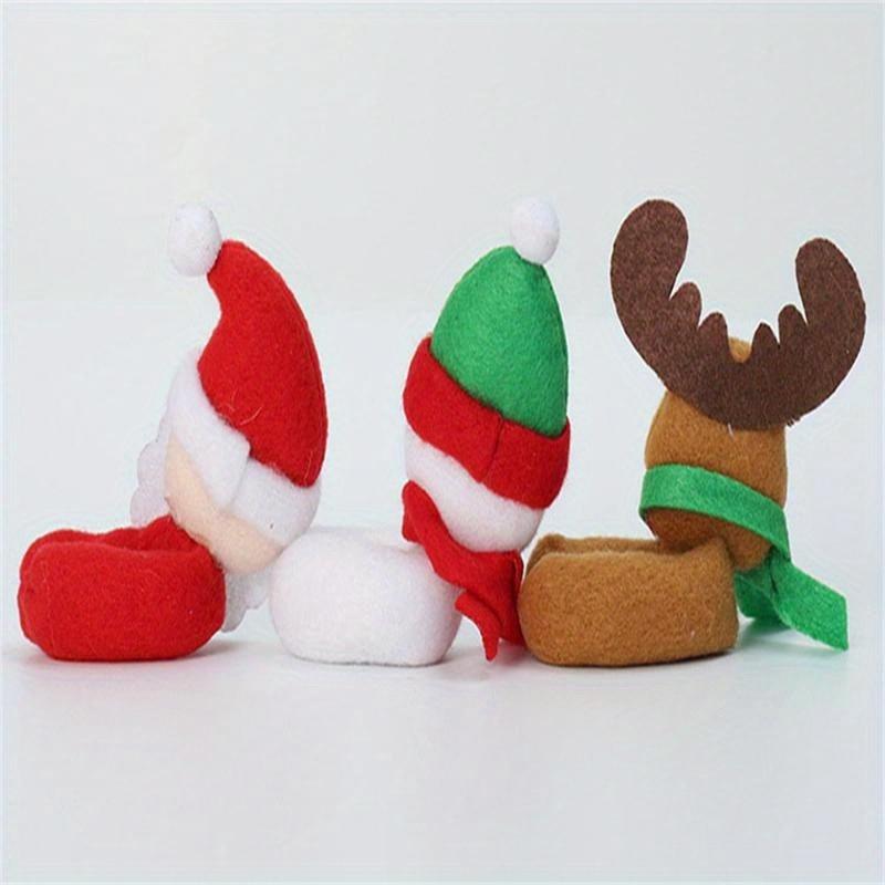 6Pcs/SET Christmas Wine Glass Cover Santa Claus Elk Snowman Wine Cup Cover Tags Decoration Xmas New Year Table Decor