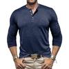 Herren Casual Langarm Einfarbig Henley-Kragen T-Shirt Top