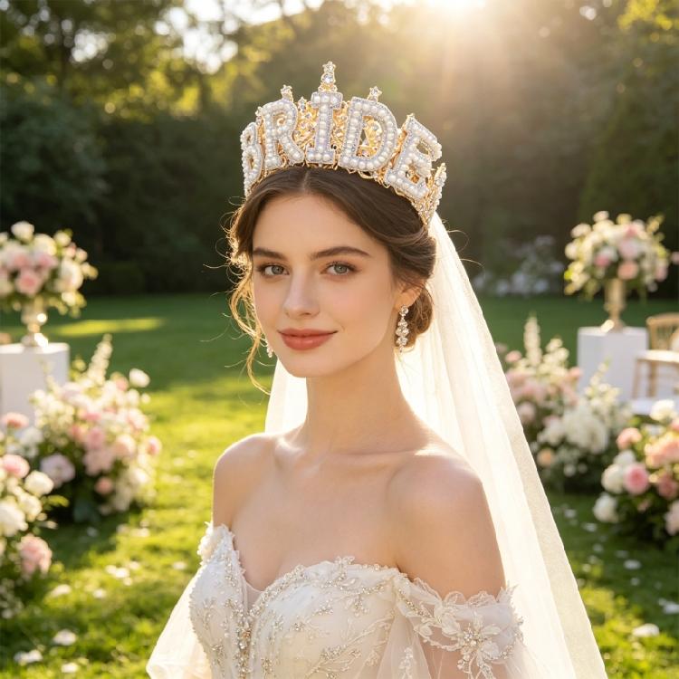 Bridal Pearls Crowns Stylish Graceful Crowns Wedding Photo Accessory Bride Crystal Hairband Wedding Photo Props