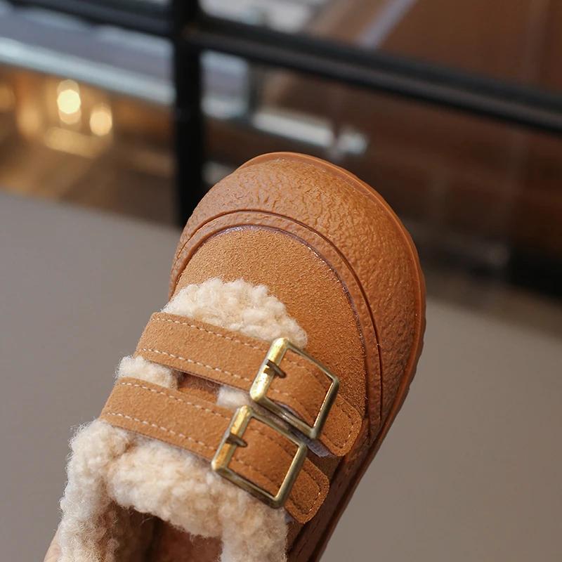 Children Plush Warm Shoes Girl Winter Fashion Korean Style Soft Thick Sole Anti-slippery Versatile Chic Casual Shoe
