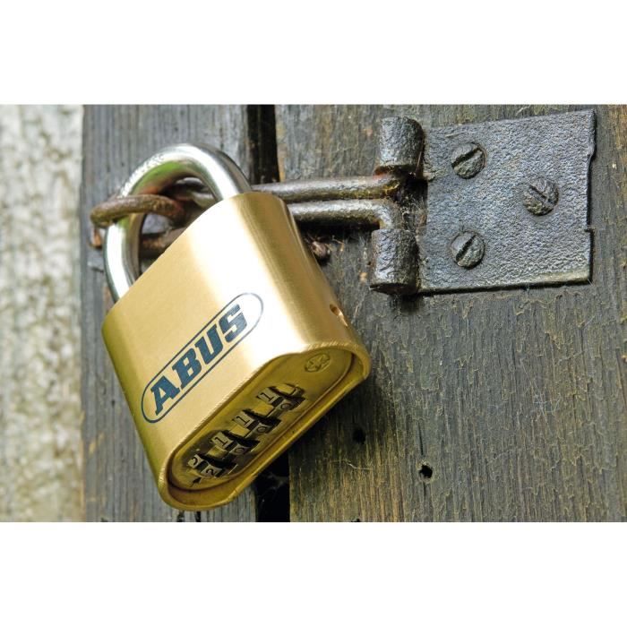 Cadenas à combinaison - ABUS - 180IB/50 B/DFNLI - Corps laiton forgé - Anse inox - Code numérique à quatre chiffres