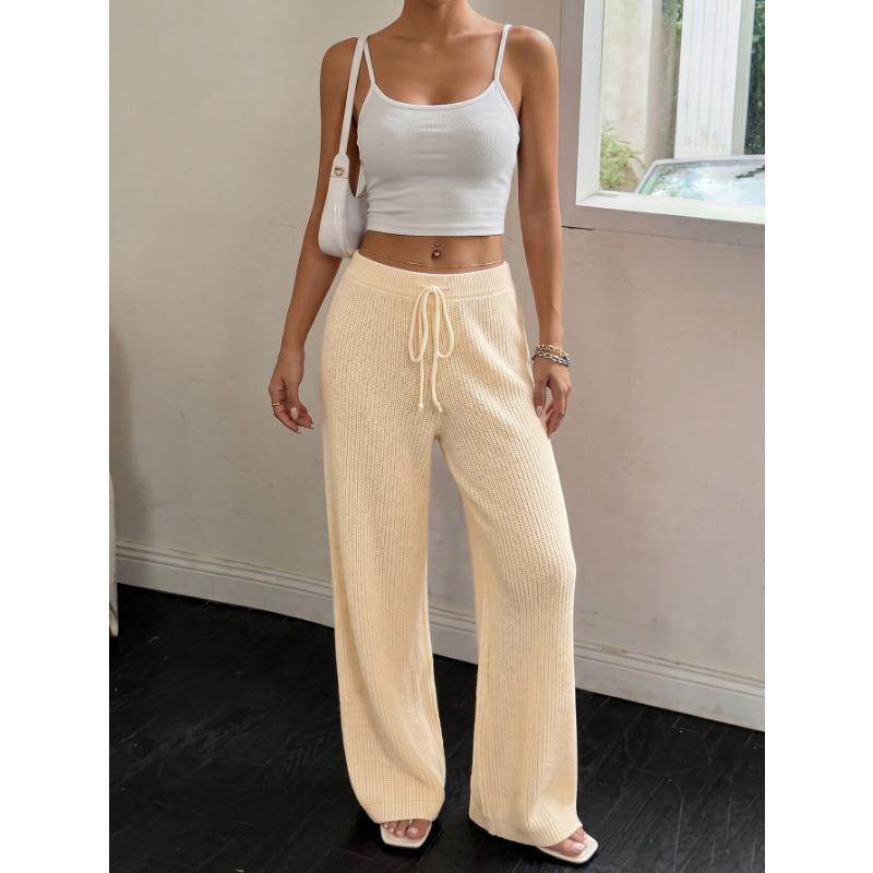 Women Comfortable Casual Thick Straight Wide Leg Long Pants