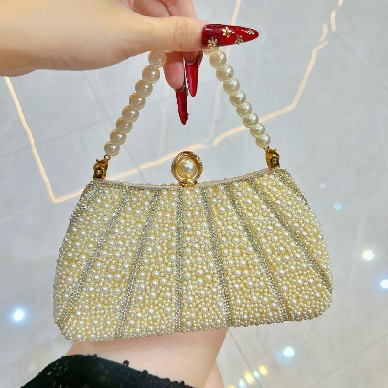 Dinner Bag Ladies' Handbag Pearl and Diamond Set Banquet Clutch Evening Dress Bag Ladies' Bag