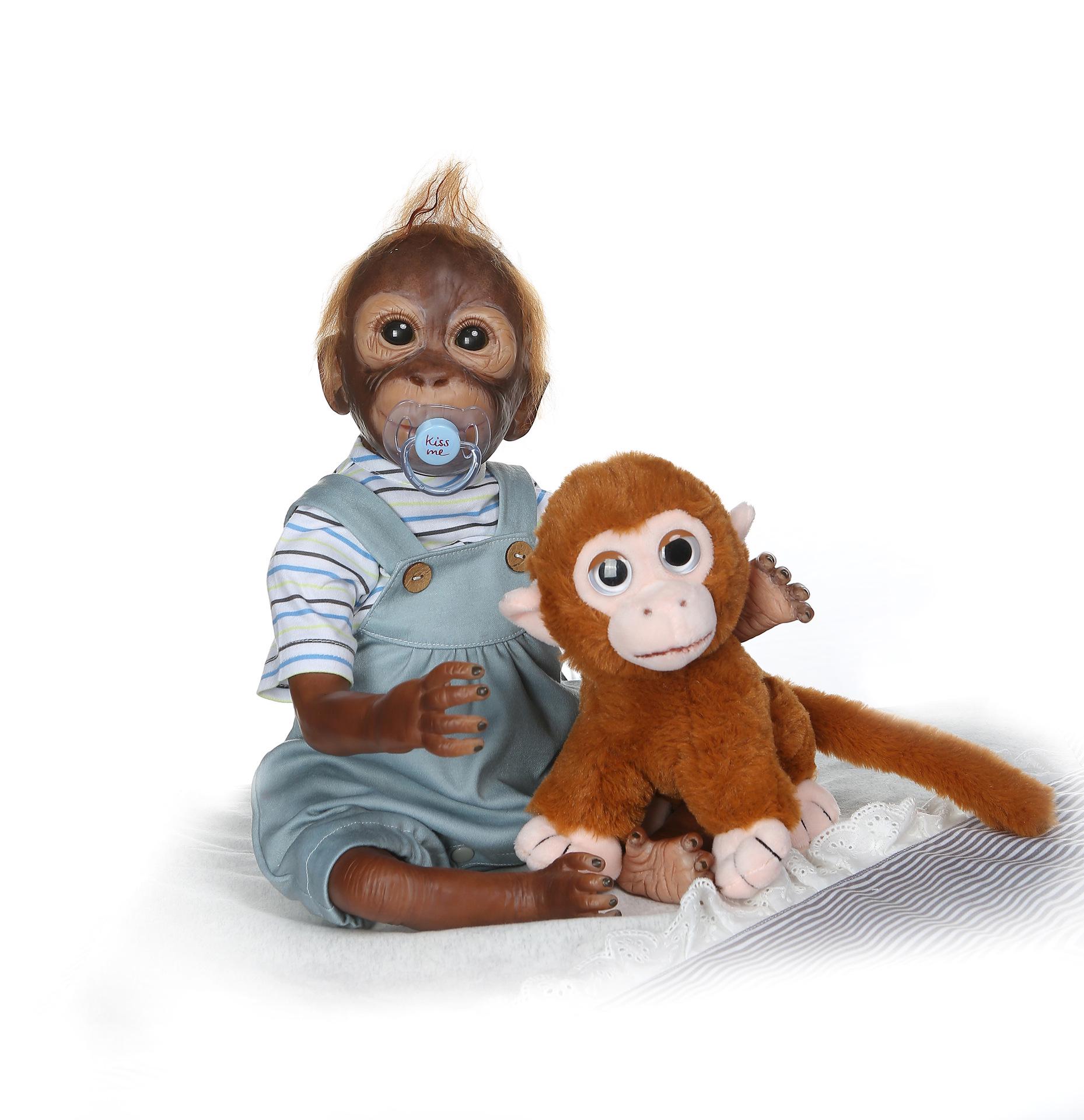 52 см, ручная работа, подробная краска, Reborn Baby Monkey, новорожденный ребенок, коллекционное искусство, высокое качество синий