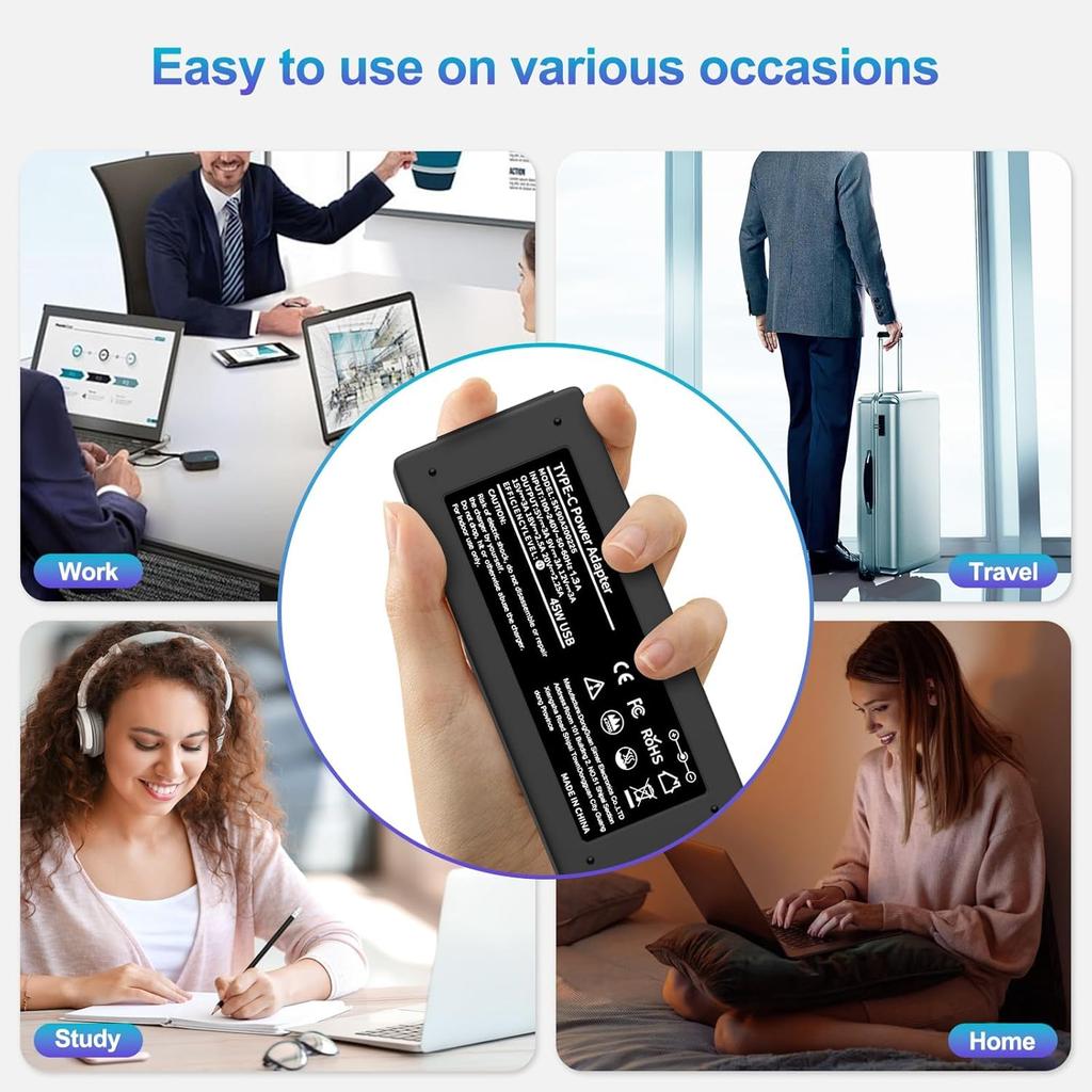 45W Chromebook Charger USB C Laptop Charger Compatible with HP Chromebook Computer Type C Fast Power Adapter