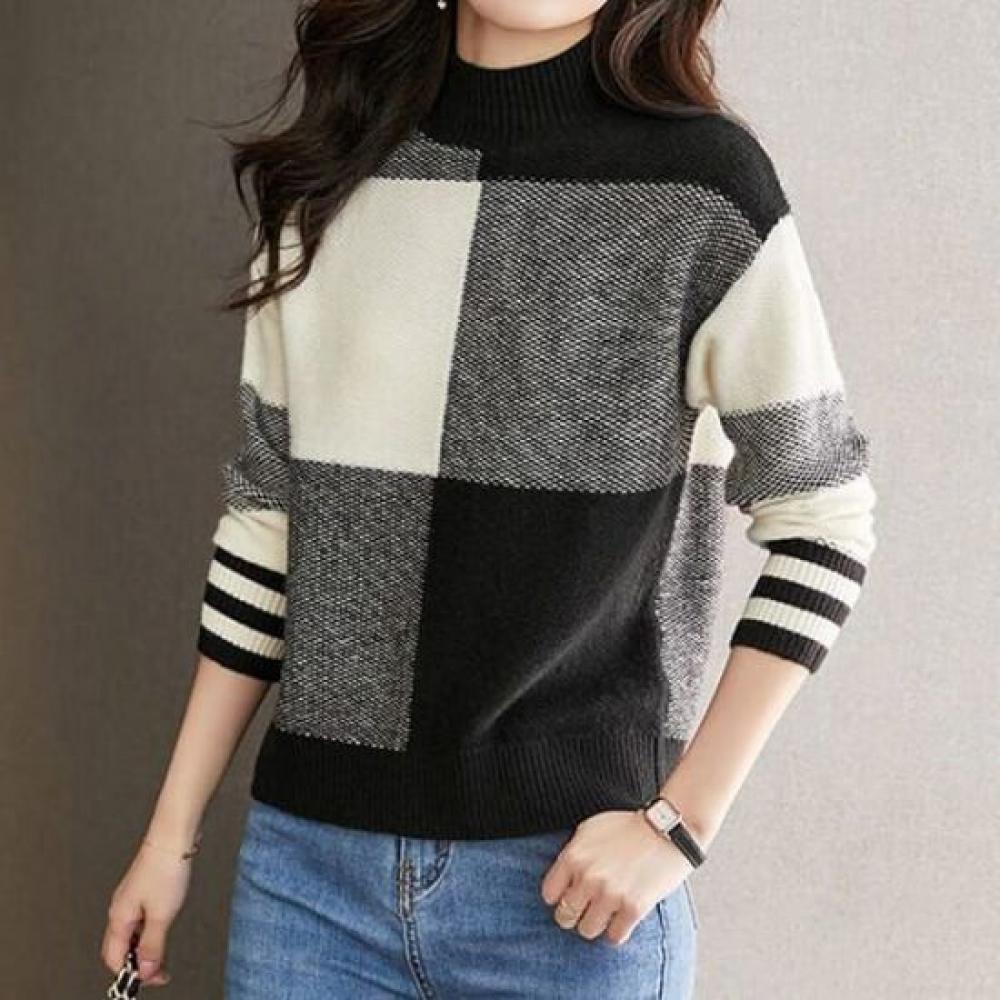 Navava Men Color Block Long Sleeve Half Polo Knit Tee Nk2699