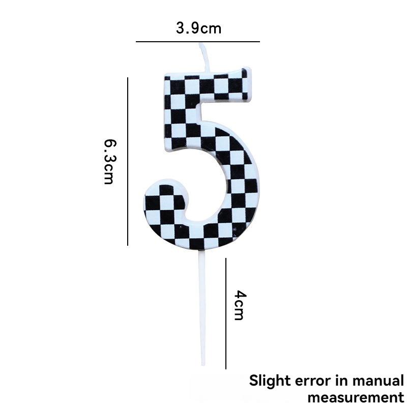 1pcsBirthday Candle Number Checkered Candle Birthday Party Decoration Cake Topper for Racing Car Party Decoration Theme Party