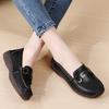 Einfache Damen Leder Loafer Fahr-Mokassins Bequeme Flache Schuhe Schwarz Lässige Slip-Ons Große Größen Schwarz Business Büroschuhe