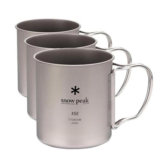 Snow Peak Mug Sierra Cup Titanium Single Mug 450ml MG-143 Cup Lightweight Outdoor Camping (x 3)
