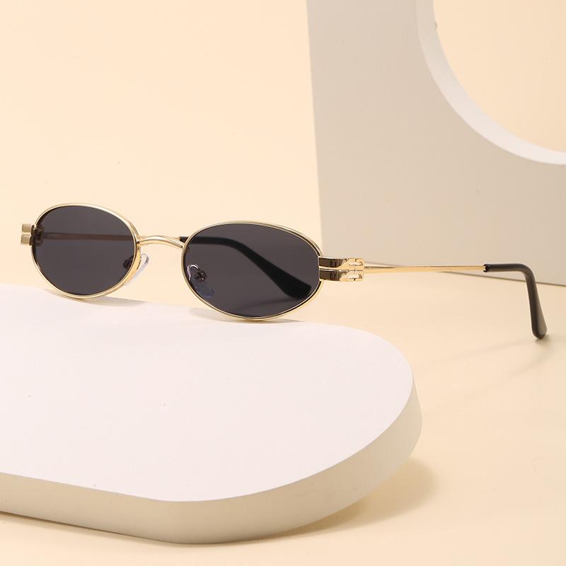 New fashion retro oval frame sunglasses Internet celebrity sunglasses personalized men and women plain small frame glasses