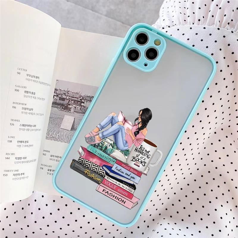 Read Book And Coffee Girl Phone Case Cute Cover for Iphone 7 8 14 Plus SE2 15 13 14 12 11 Pro Max Mini X XS XR Shockproof Cover