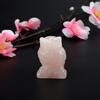 Rose Quartz Carved Owl shaped Decor Pink Crystal Healing Stone Gemstone Decoration