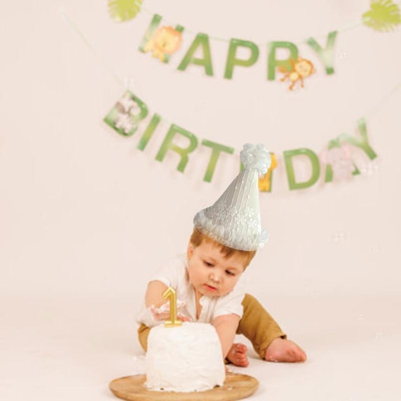 Barnhatt Födelsedagshatt Fotorekvisita Koniska Mössor Hatt med Prästkrage av Tyll Födelsedagskalasartikel