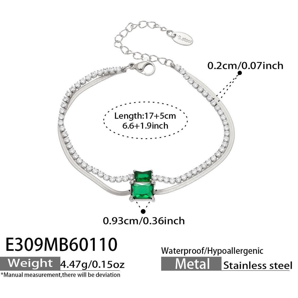 European Luxury Zircon Blade Chain Bracelet, 18k Gold-Plated Stainless Steel