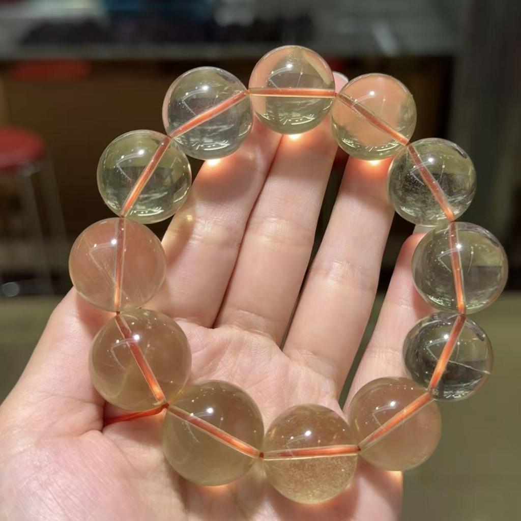 Lemon Citrine Large Bead Bracelet - Natural, Transparent, Bright, and Unique Crystal Design