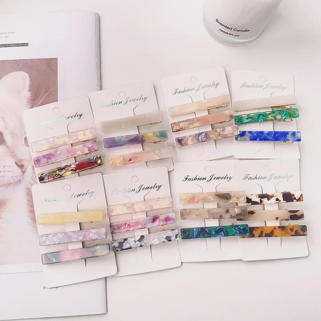 Bofeiya 3-Pack Colored Acetate Hairpins: Japanese & Korean Style Simple Bangs & Side Clips