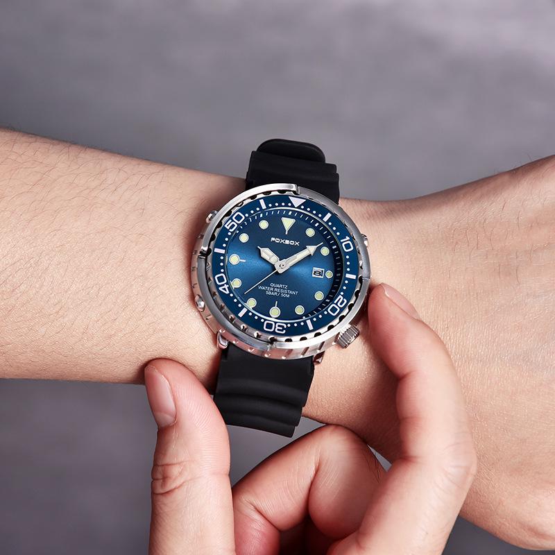 LIGE FOXBOX Herren-Quarzuhr Dreizeiger-Datum Wasserdicht Business-Armbanduhr Schwarzes Edelstahl