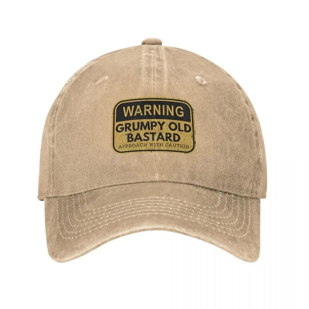 Ostrzeżenie Zrzędliwy Stary Bękart Podchodź Mężczyźni Kobiety Czapki Baseballowe Śmieszne Uwaga Zniszczona Prana Outdoor Regulowane Dopasowanie Snapback