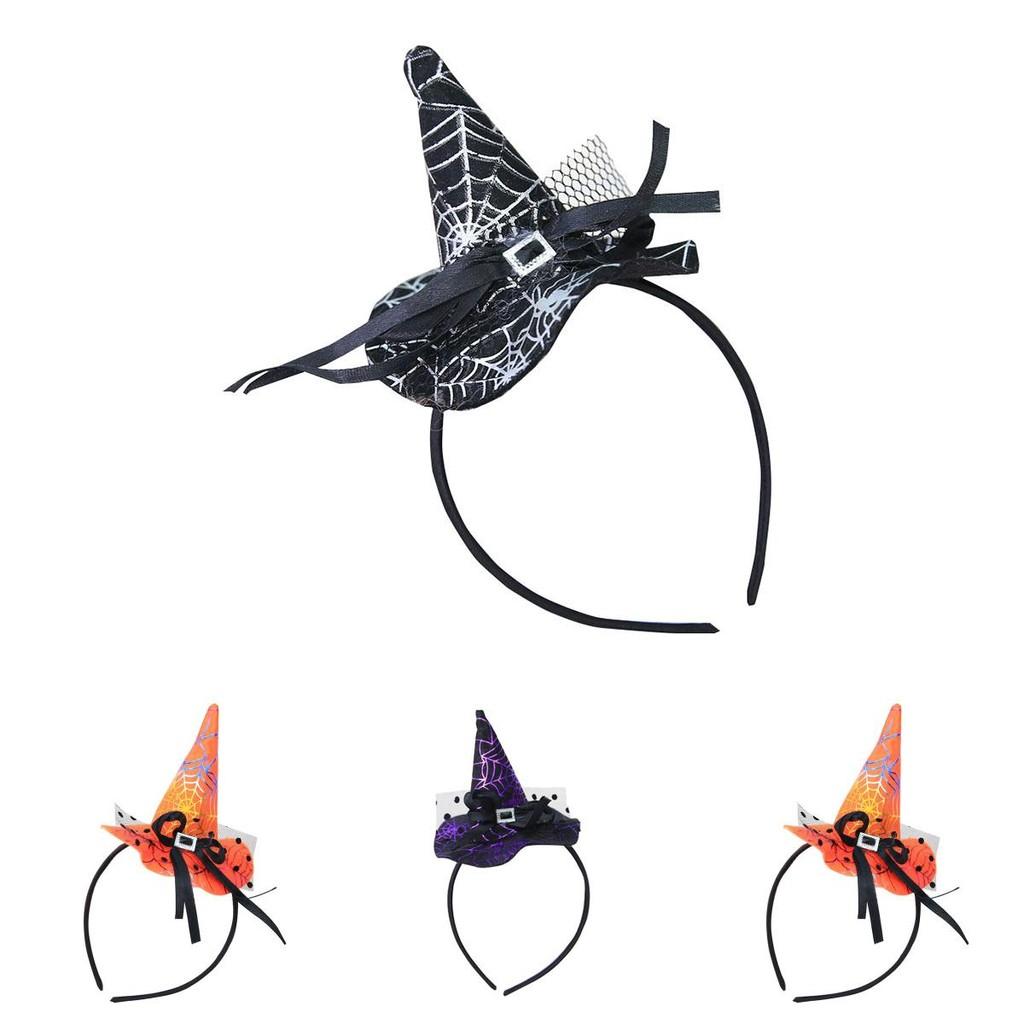Halloween Witch Hat Headband Pumpkin Hair Hoop Spider Web Costume Party Props