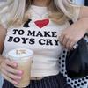 European and American women's clothing spring and summer new ins letter I love ME printed short slim-fitting short-sleeved T-shirt