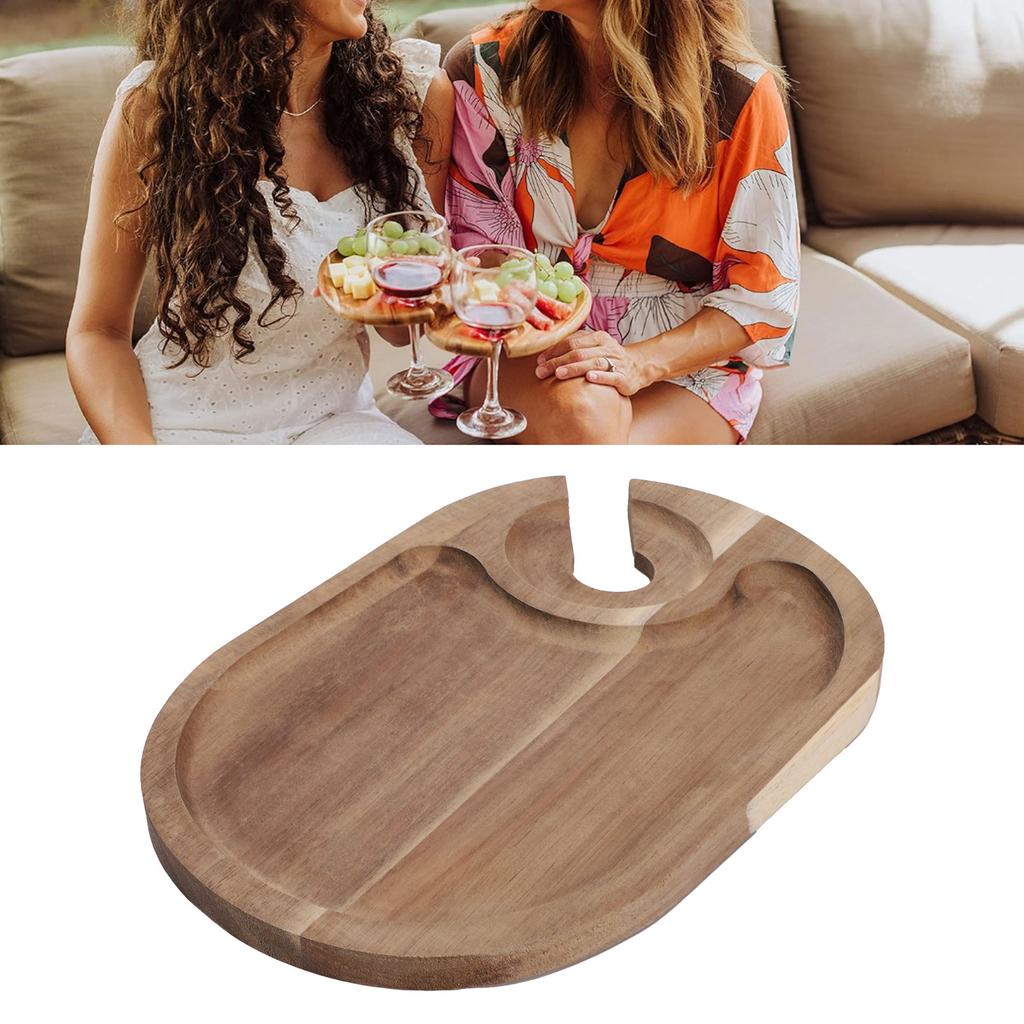 Plato de Madera para Vino y Aperitivos con Soporte para Copas Bandeja para Cócteles Tabla de Charcutería para Queso Aperitivos Entretenimiento para Fiestas